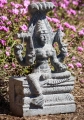 Shakti Small Black Granite Sculpture with Serpent Canopy, Fire Halo & Lalitasana Pose 15"
