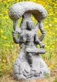Shiva Dakshinamurti Granite Sculpture Seated in Lalitasana Under Canopy, India 32"