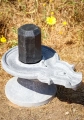 Shiva Lingam Geometric Black Granite with Elegant Carved Black Marble Yoni, India 18"