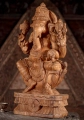 Ganesha Light Wood Sculpture with Broken Tusk & Mango, Lalitasana, India 24"
