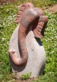 Ganesh Pink & Red Granite Abstract Sculpture with Flowing Curved Trunk 31"