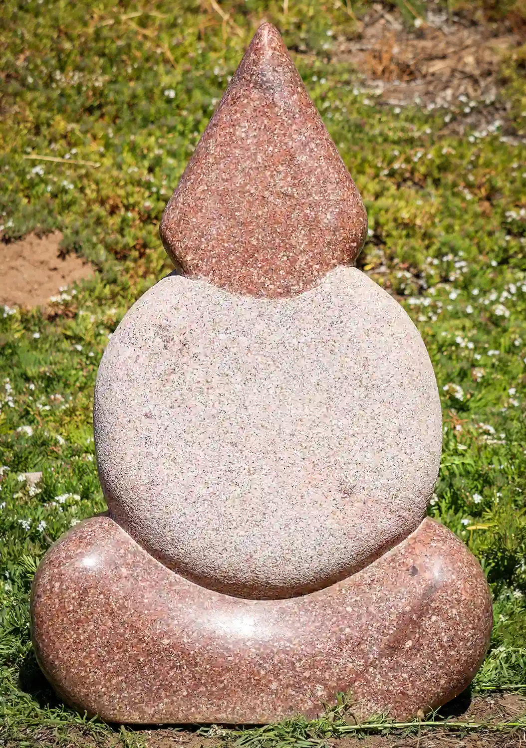 Ganesh Red Granite Garden Sculpture Abstract Design Hindu God South India 36"