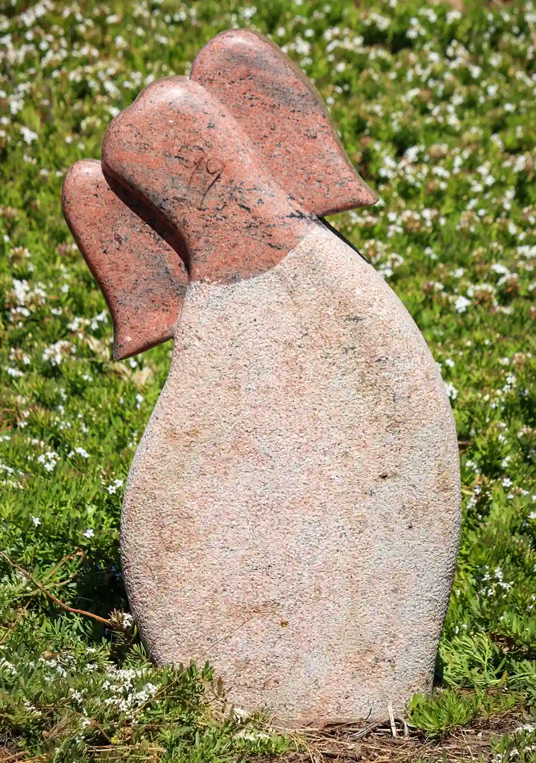 Ganesh Pink & Red Granite Abstract Sculpture with Flowing Curved Trunk 31"