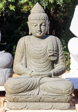 Buddha Garden Sculpture Green Lava Stone in Dhyana Mudra Seated Pose, Indonesia 40" Buddha Garden Sculpture Green Lava Stone in Dhyana Mudra Seated Pose, Indonesia 40"