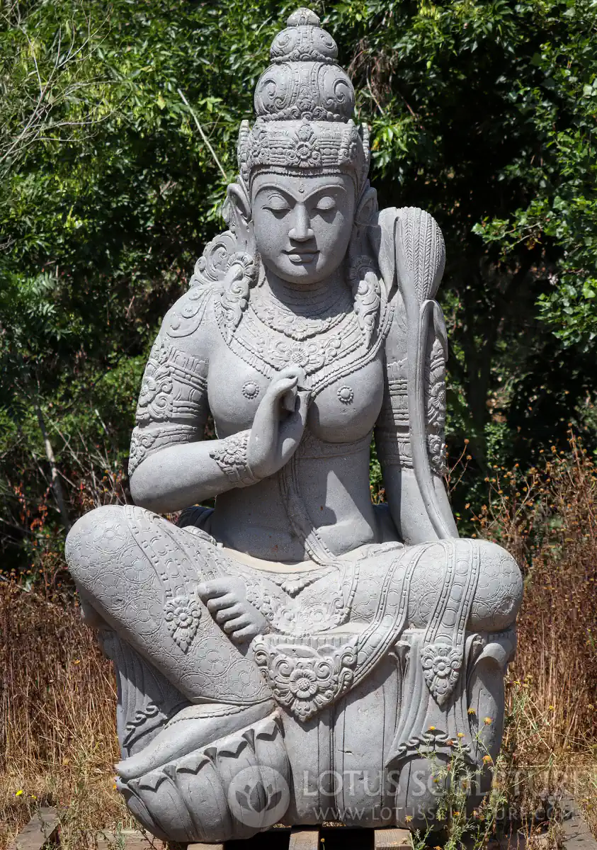 Enormous Stone Devi Tara: Hand-Carved Artistry for Meditative Gardens 87"