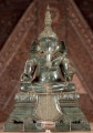 Seated Ganesha Statue, Cambodian Bronze, Antique Green, Triple-Tiered Throne 23.5"