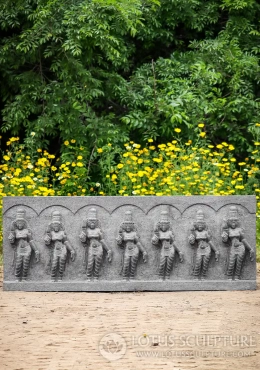 Hand Carved Granite Sculpture of Sapta Matrikas The Seven Mothers Shakti Incarnations 56.5"