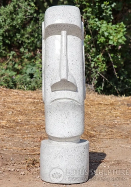 Moai Easter Island White Terrazzo Head Garden Sculpture Hand Cast in Java, Indonesia 40" Moai Easter Island White Terrazzo Head Garden Sculpture Hand Cast in Java, Indonesia 40"