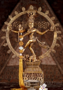Shiva as Lord Nataraja Brass Statue Dancing on Apasmara with 8 Forms of Shiva on Base 23" Shiva as Lord Nataraja Brass Statue Dancing on Apasmara with 8 Forms of Shiva on Base 23"