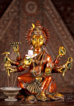 Varahi Brass Statue Feminine Energy Goddess with 8 Arms on Lotus Base Abhaya Mudra 16" Varahi Brass Statue Feminine Energy Goddess with 8 Arms on Lotus Base Abhaya Mudra 16"