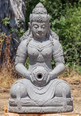 Devi Lava Stone Fountain Sculpture Kneeling with Water Vessel Made in Indonesia 41" Devi Lava Stone Fountain Sculpture Kneeling with Water Vessel Made in Indonesia 41"