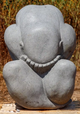 Weeping Buddha Lava Stone Garden Sculpture Hand-Carved in Indonesia 28" Weeping Buddha Lava Stone Garden Sculpture Hand-Carved in Indonesia 28"