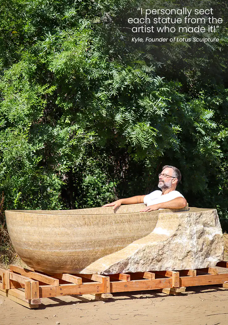 Onyx Natural Stone Bathtub Carved in Sunrise Onyx Stone, Onyx Ledge &  Polished Interior 81"