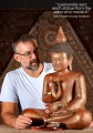 Buddha Wood Sculpture in Red and Gold, Teaching Mudra in Full Lotus from Cambodia 28"