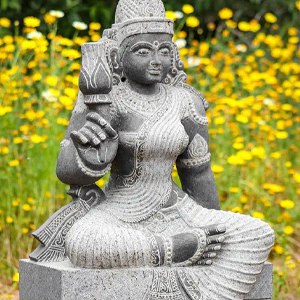 Lakshmi Black Granite Statue Hindu Goddess