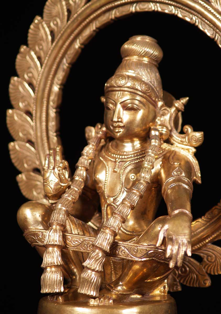 Bronze Ayyappan Statue 15.5"