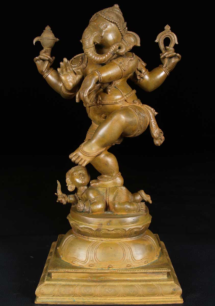 Bronze Nataraja Ganesha Statue Dancing on the Dwarf of Ignorance, Apasmara 22"