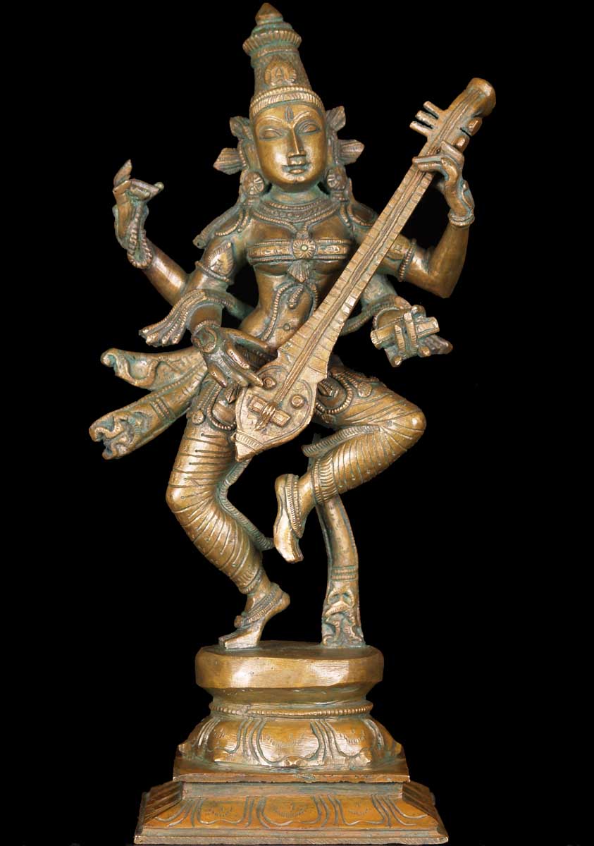Bronze Dancing Saraswati Statue 12.5"