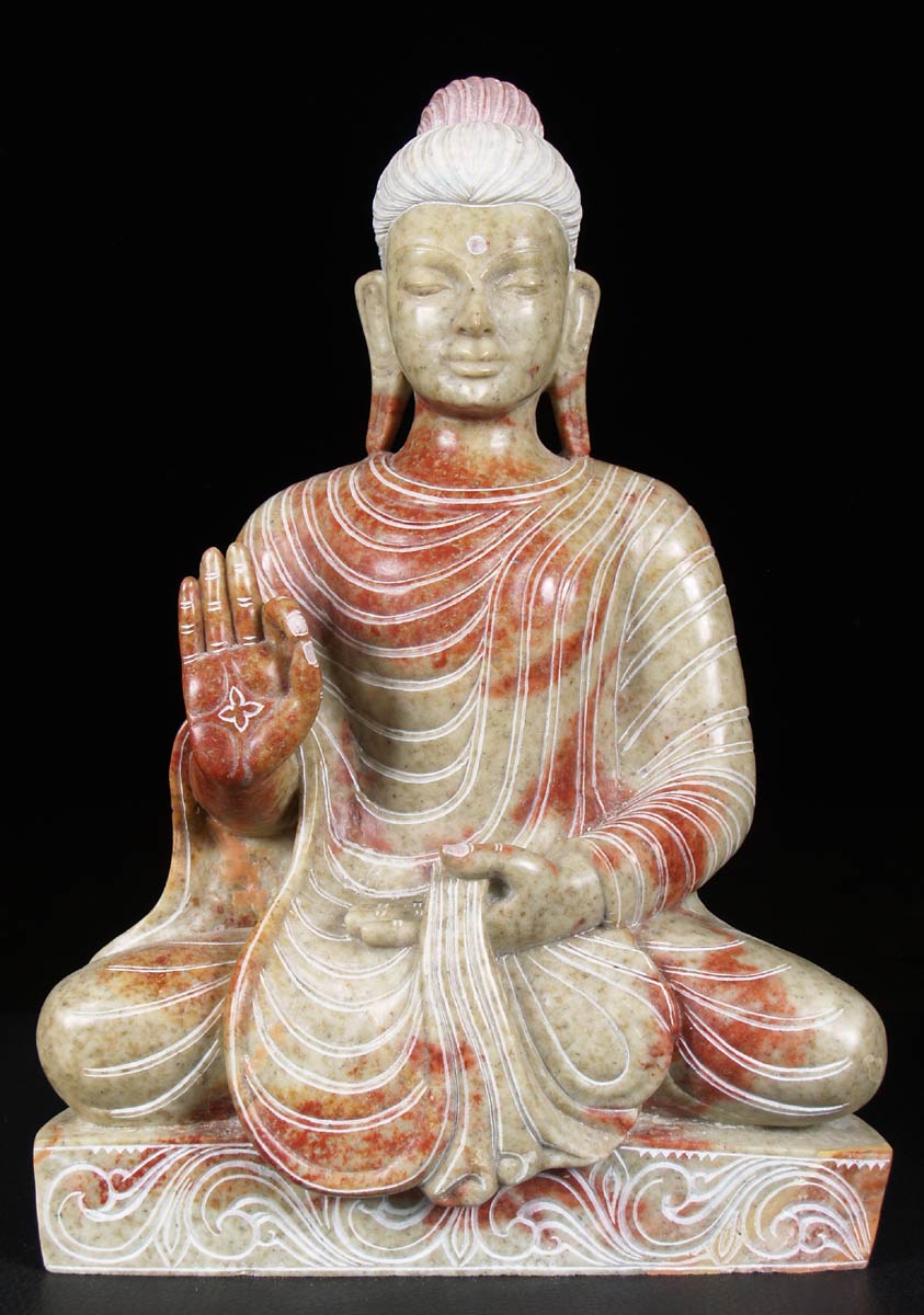 Marble Buddha Vitarka Mudra Statue 14"