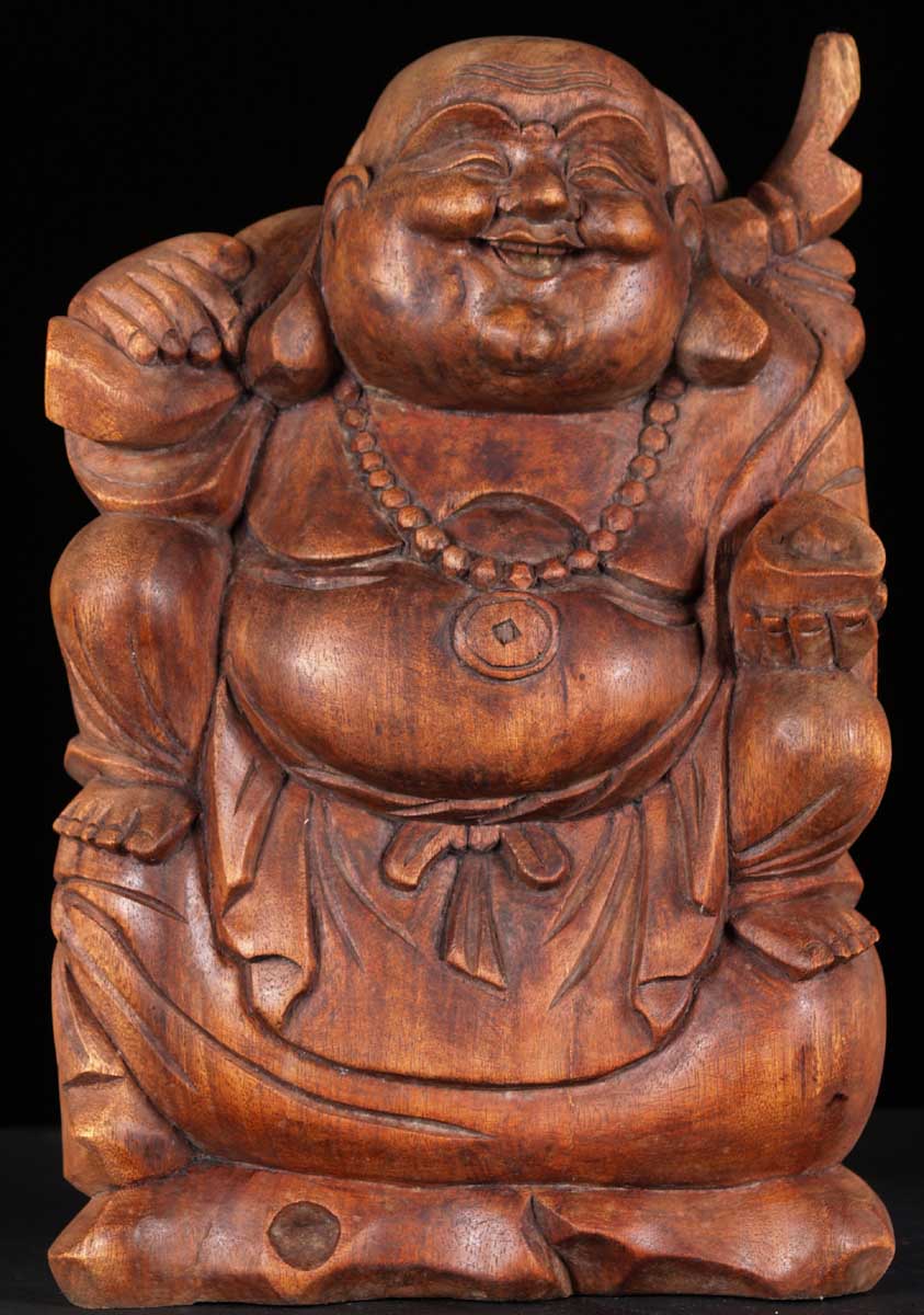 Fat & Happy Buddha Seated on a Bag of Gold 16"