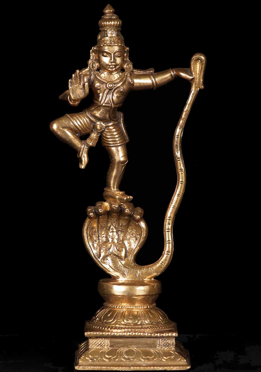 Bronze Kaliya Krishna Statue 8"