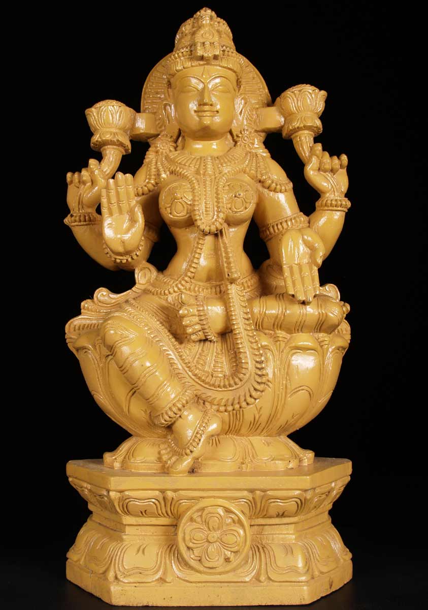 Wooden Lakshmi Statue 24"