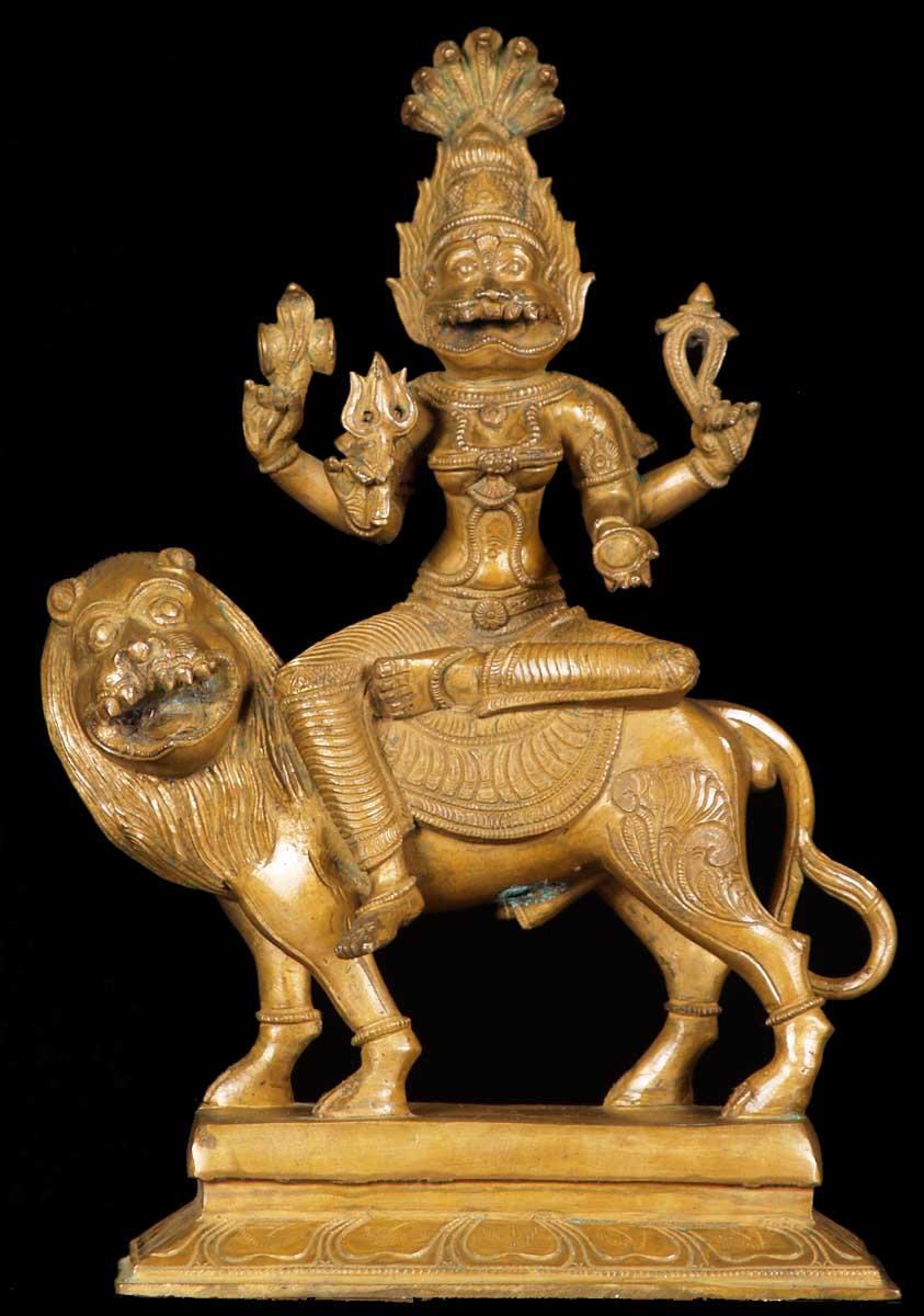 SOLD Pratyingira Devi Statue Riding Lion 13
