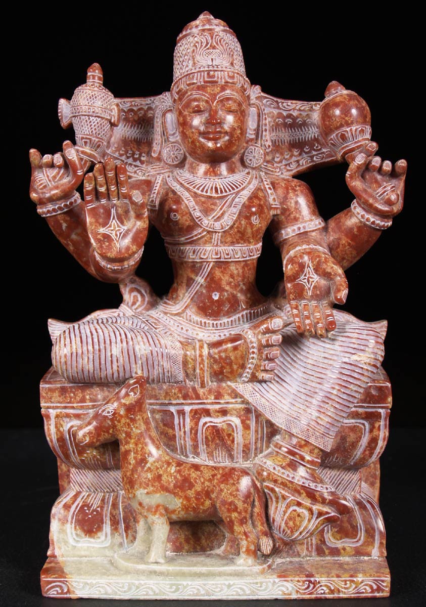 Red Gorora Marble Hindu God of Wealth Kubera Statue with Donkey 11 ...