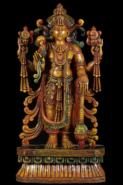 Vishnu Holding Conch, Discus, Club & Fly Whisp 36"