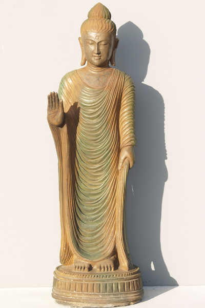 Lava Stone Buddha Statue in Abhaya Mudra 60"