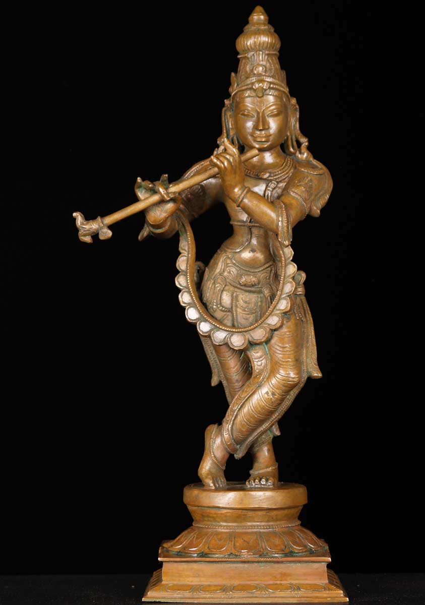 Bronze Gopal Krishna Playing Flute 18"