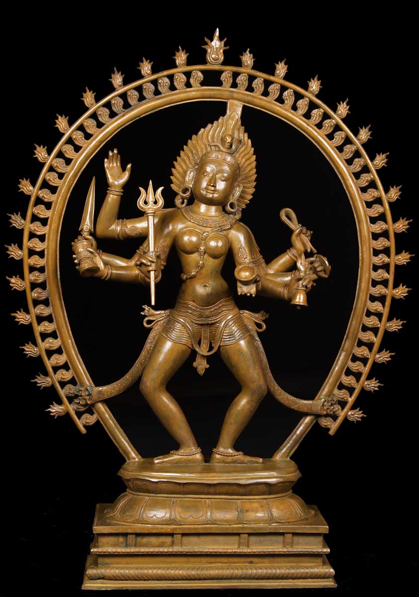 Bronze Dancing Kali Statue with Arch 37"