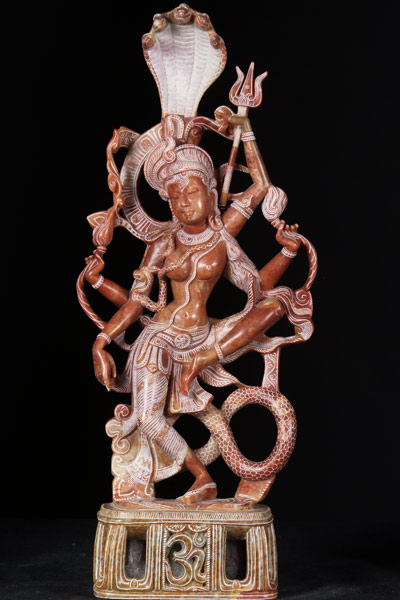 Marble Dancing Ardhanari Statue With Om Base